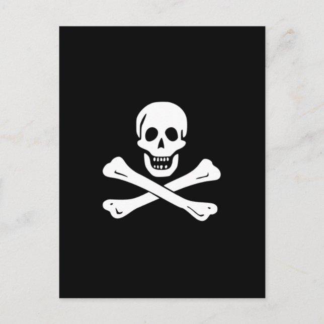 Pirat Flagga Skull och Crossbone Jolly Roger Vykort (Framsida)