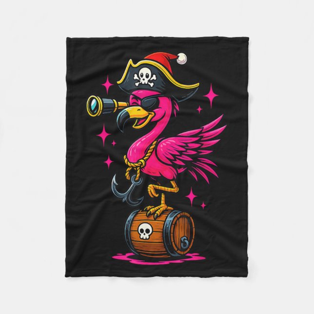 Pirat Flamingo Äventyr Karta Jolly Roger Hallowee Fleecefilt (Framsidan)