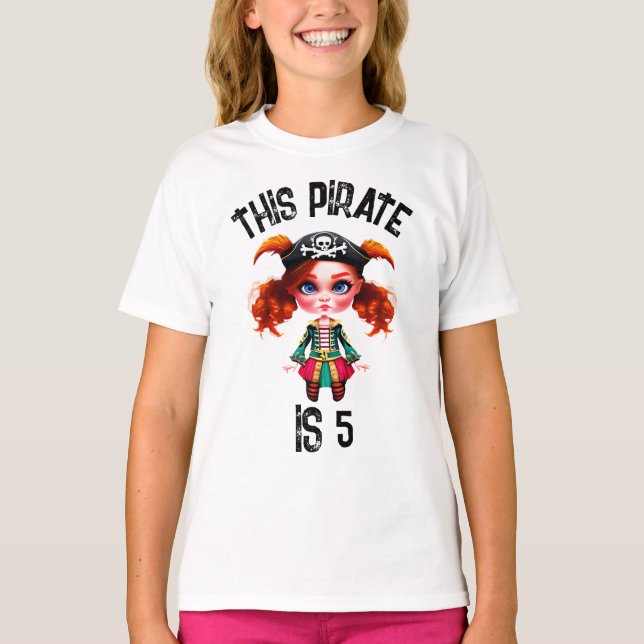 Pirat-flickors tema DIY age födelsedagsfest T Shirt (Framsida)
