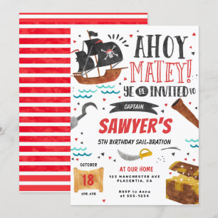 Pirat födelsedagsfest Barninbjudan Inbjudningar