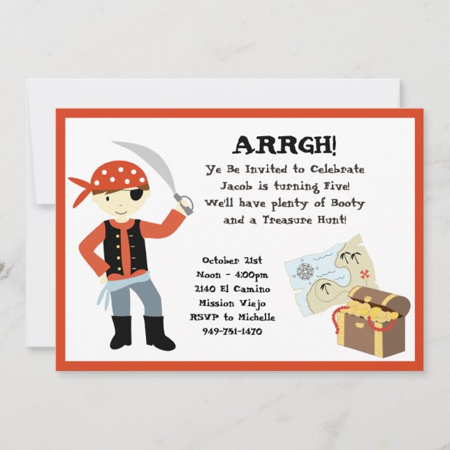 Pirat Födelsedagsfest inbjudan (Framsida)