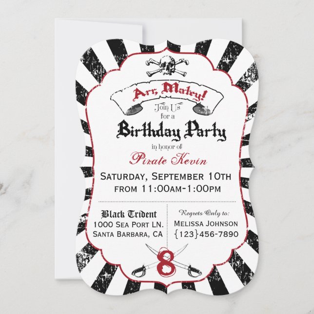 Pirat Födelsedagsfest inbjudan (Framsida)