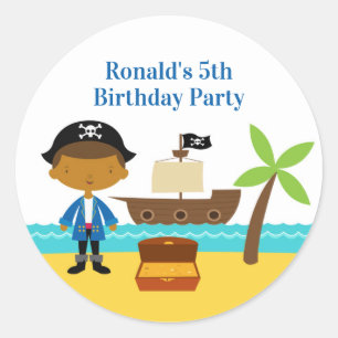 Pirat Födelsedagsfest Stickers Runt Klistermärke