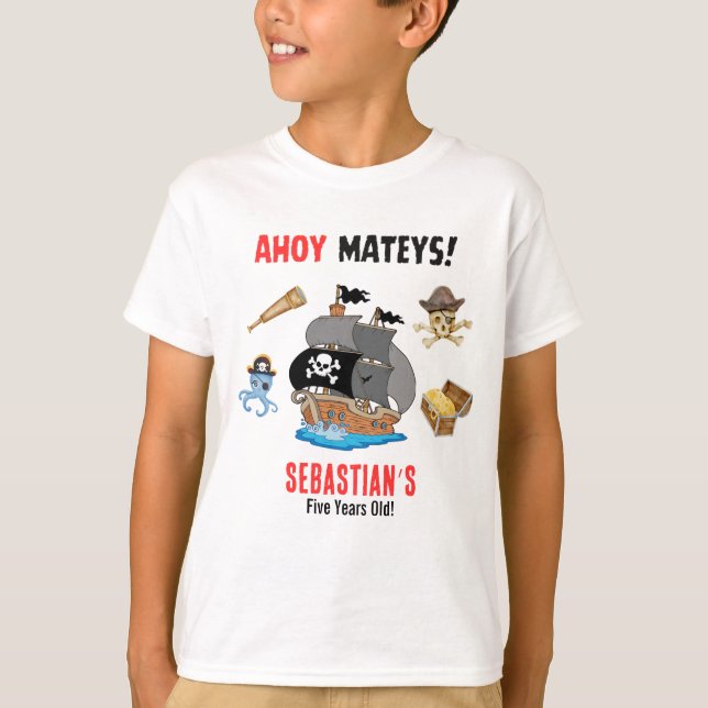 Pirat Födelsedagsfest T Shirt (Framsida)