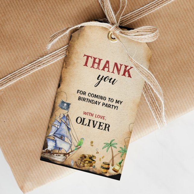 Pirat Födelsedagsfest Tack Märkre Presentetikett (Skapare uppladdad)