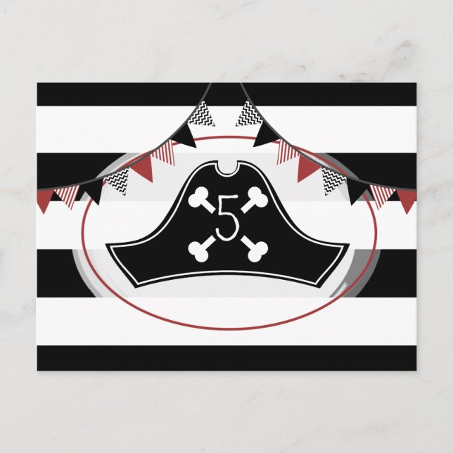 Pirat Födelsedagsfest vykort Inbjudan (Framsida)