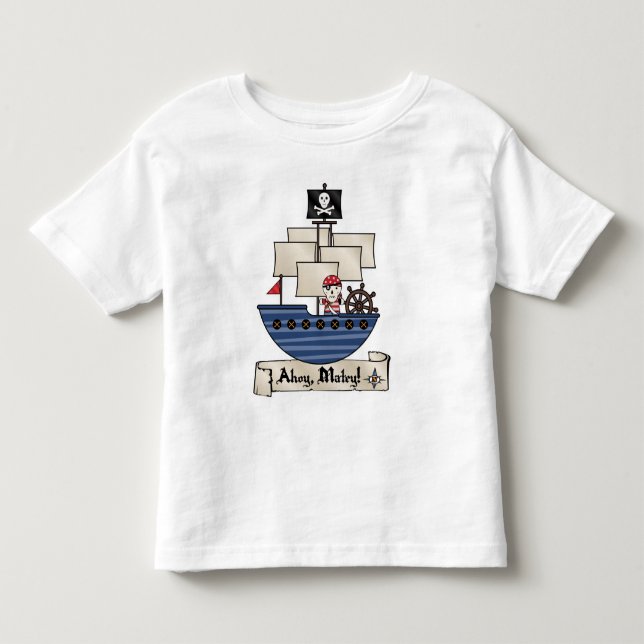 Pirat för skalle för piratfrakt | skelett- Matey | T Shirt (Framsida)