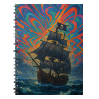 Pirat Frakt Amidst Stormy Sea Anteckningsbok