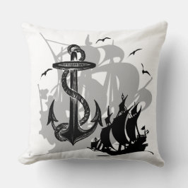 Pirat Frakt & Anchor Black Silhouette Dekorativ ku Kudde