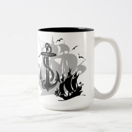 Pirat Frakt & Anchor Black Silhouette Mugg