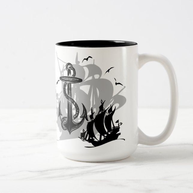 Pirat Frakt & Anchor Black Silhouette Mugg (Höger)