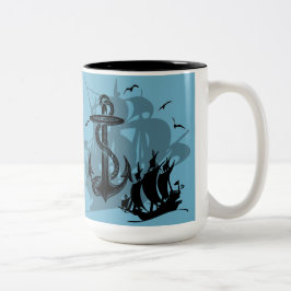 Pirat Frakt & Anchor Black Silhouette Mugg 2