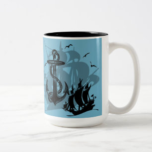 Pirat Frakt & Anchor Black Silhouette Mugg 2