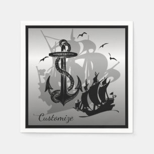 Pirat Frakt & Anchor Black Silhouette Napkins 2 Pappersservett