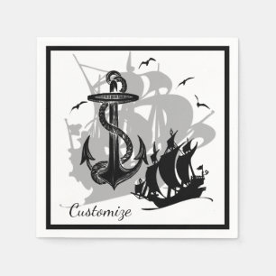 Pirat Frakt & Anchor Black Silhouette Napkins Pappersservett