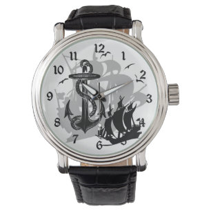 Pirat Frakt & Anchor Black Silhouette Watch Armbandsur