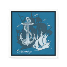 Pirat Frakt & Anchor White Silhouette Napkins