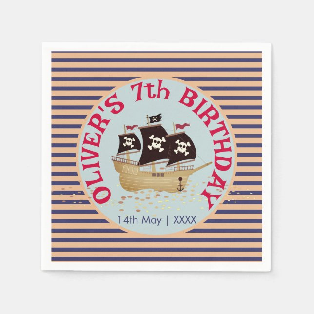 Pirat Frakt Barns födelsedag Party Pappersservett (Framsidan)