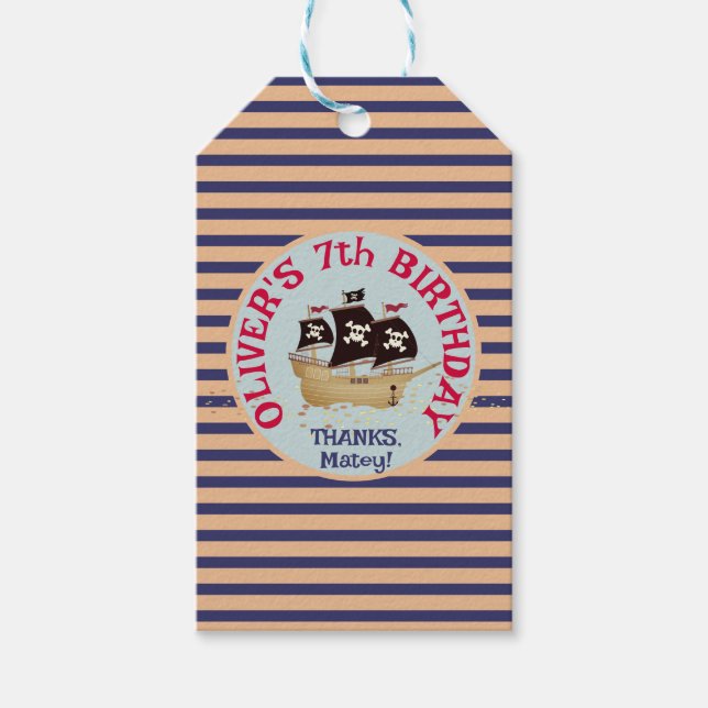 Pirat Frakt Barns födelsedag Party Presentetikett (Framsidan)