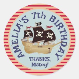 Pirat Frakt Barns födelsedag Party Runt Klistermärke