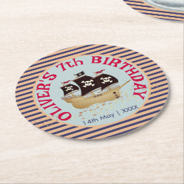 Pirat Frakt Barns födelsedag Party Underlägg Papper Rund