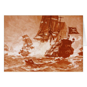 PIRAT FRAKT BATTLE/ANTIQUE PIRATER TREASURE KARTOR HÄLSNINGSKORT