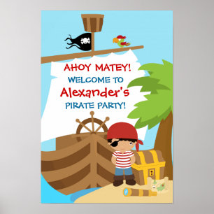 Pirat Frakt Boy Födelsedagsfest Poster