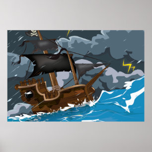 Pirat Frakt i Storm Poster