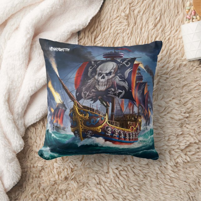 Pirat Frakt i Stormy Dusk Seas Kudde (Filt)