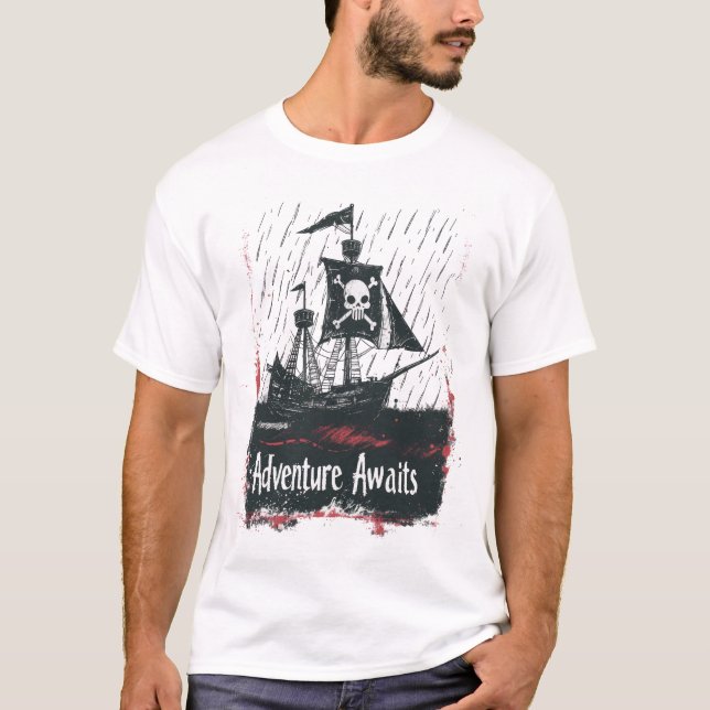 Pirat Frakt i Stormy Seas - Minimalist Art T Shirt (Framsida)