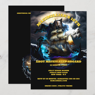 Pirat frakt Jolly Roger flagga night storm ahoy ko Inbjudningar