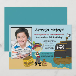 Pirat Frakt Photo Boy's Birthday Bjud 5x7 Inbjudningar
