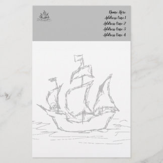 Pirat Frakt, Sketch Stil. Nautiskt temat Brevpapper