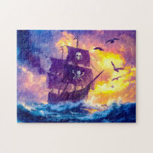 Pirat Frakt som seglar in i solnedgången på öppet 