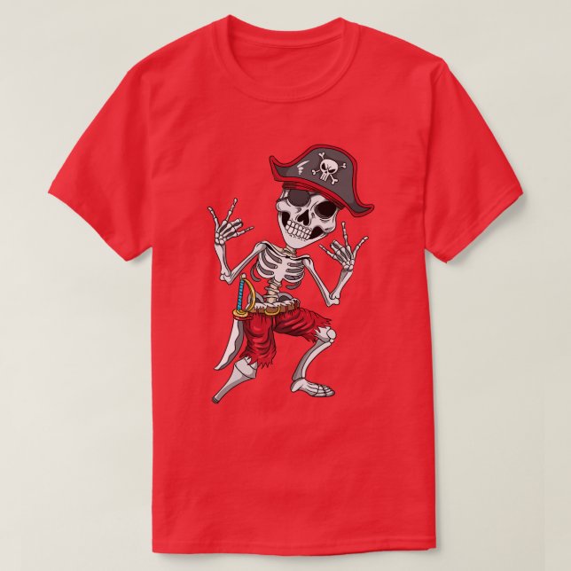 Pirat Frakt Sten Rocker Heavy Metall Skeleton S T Shirt (Design framsida)