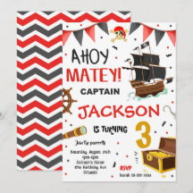 Pirat Frakt Treasure Birthday-inbjudan