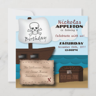 Pirat Frakt Treasure Chest Birthday-inbjudningar Inbjudningar