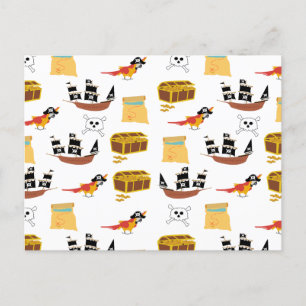 Pirat Frakt Treasure Chest Theme Mönster Helg Vykort