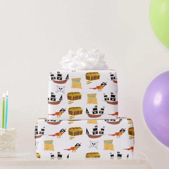 Pirat Frakt Treasure Chest Theme Mönster Presentpapper (Festgåvor)