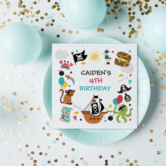 Pirat Frakt Treasure Födelsedagsfest Pappersservett (Skapare uppladdad)