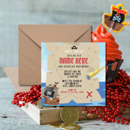 Pirat Frakt Treasure Hunt Ahoy Matey Birthday Inbjudningar