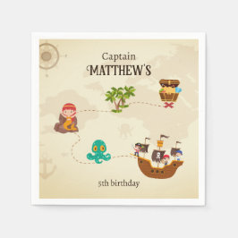 Pirat Frakt Treasure Karta Barn Födelsedagsfest  Pappersservett