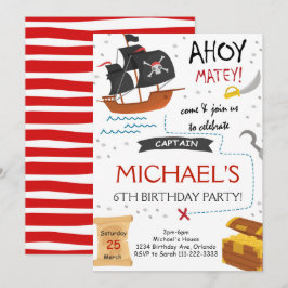 Pirat Frakt Treasure Karta Birthday Call Inbjudningar