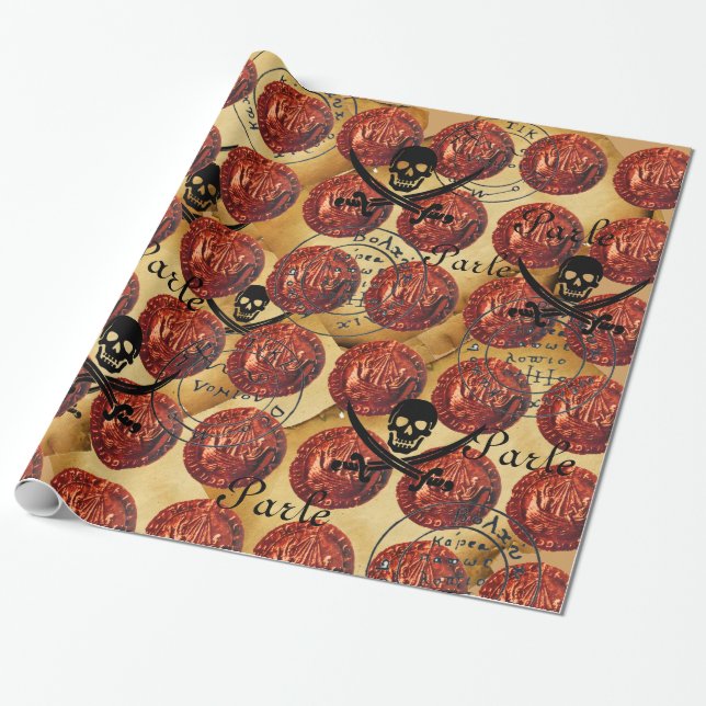 PIRAT FRAKTASER,SKULL,SWORDER,PIRATER TRASURE KART PRESENTPAPPER (Utrullad)