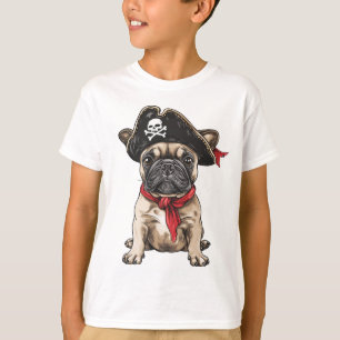 Pirat Fransk Bulldog Skull Korsben T Shirt