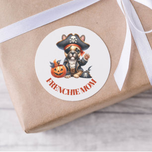 Pirat French Bulldog Halloween Frenchie Mamma Runt Klistermärke