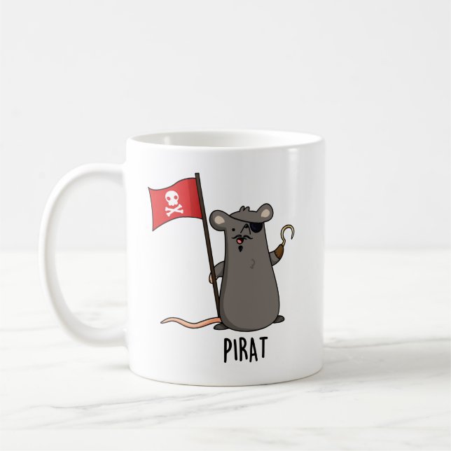 Pirat Funny Pirat Råtta Pun Kaffemugg (Vänster)