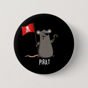 Pirat Funny Pirat Råtta Pun Mörk BG Knapp
