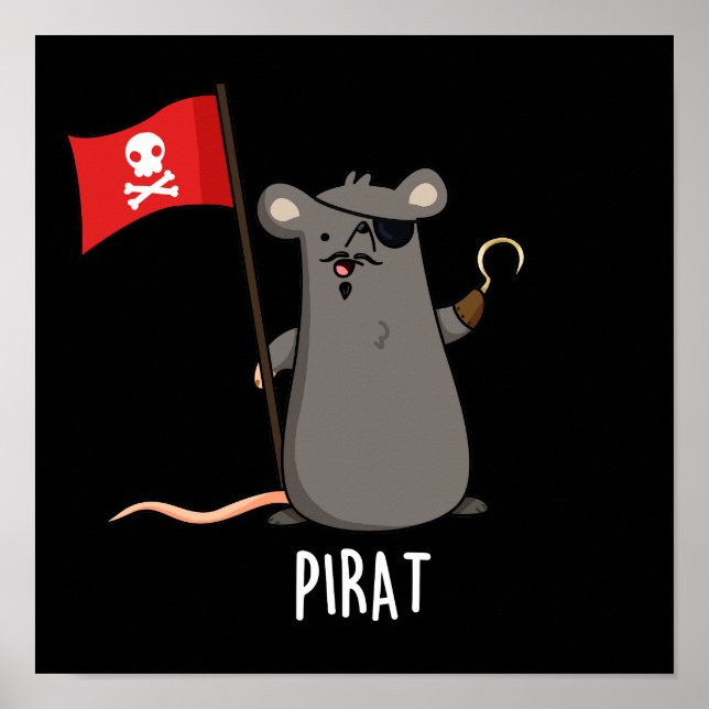 Pirat Funny Pirat Råtta Pun Mörk BG Poster (Framsidan)