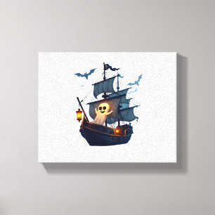 Pirat Ghost Frakt - Scary Halloween Tee Canvastryck